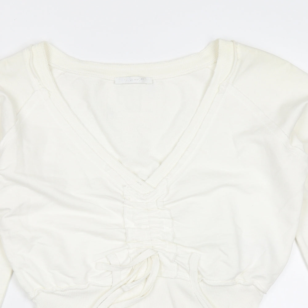 USA Pro Womens White  Cotton Pullover Sweatshirt Size S