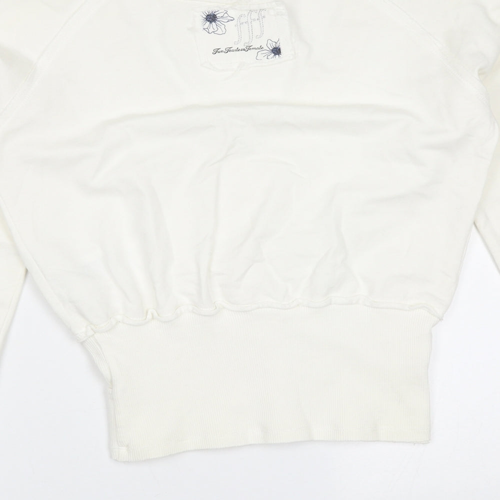 USA Pro Womens White  Cotton Pullover Sweatshirt Size S