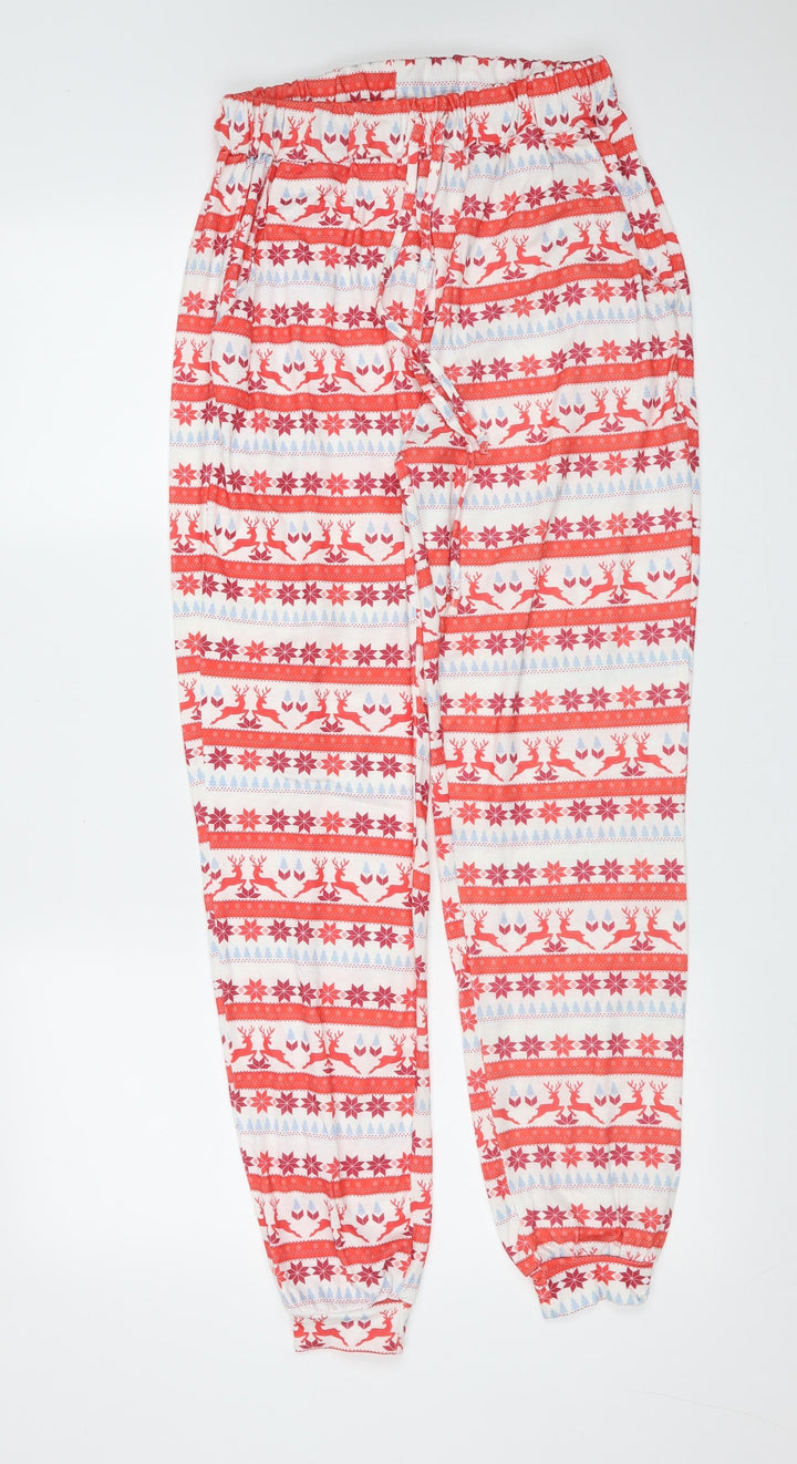 In the Style Womens Red Fair Isle Polyester Pyjama Pants Size 6 - christmas