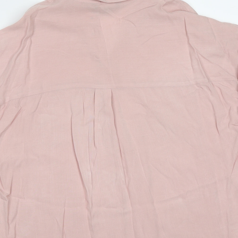 New Look Womens Pink  Viscose Basic Blouse Size 8 Collared