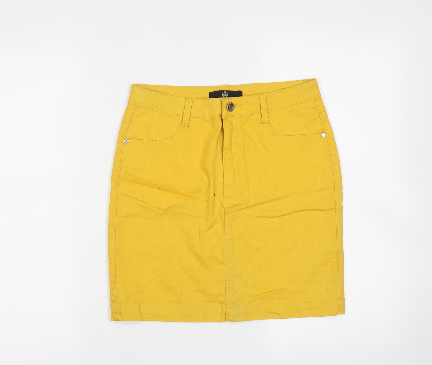 Missguided Womens Yellow  Cotton Mini Skirt Size 10
