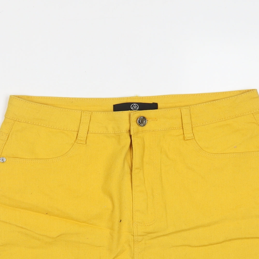 Missguided Womens Yellow  Cotton Mini Skirt Size 10