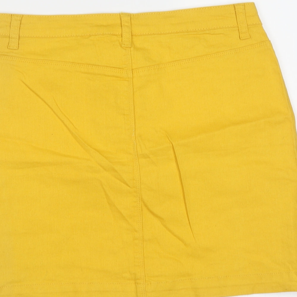 Missguided Womens Yellow  Cotton Mini Skirt Size 10