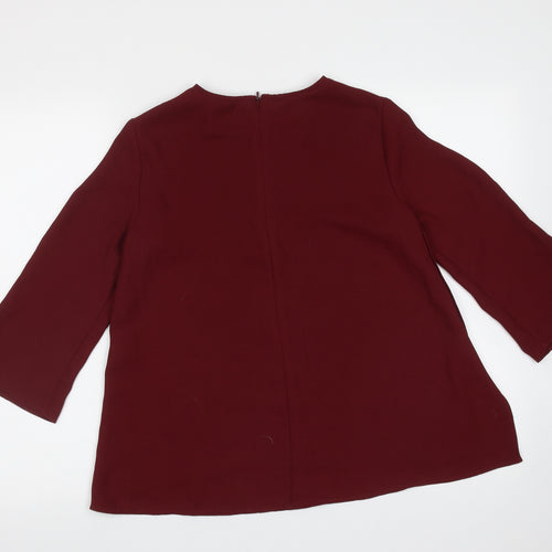 Topshop Womens Red  Polyester Basic Blouse Size 6 Round Neck