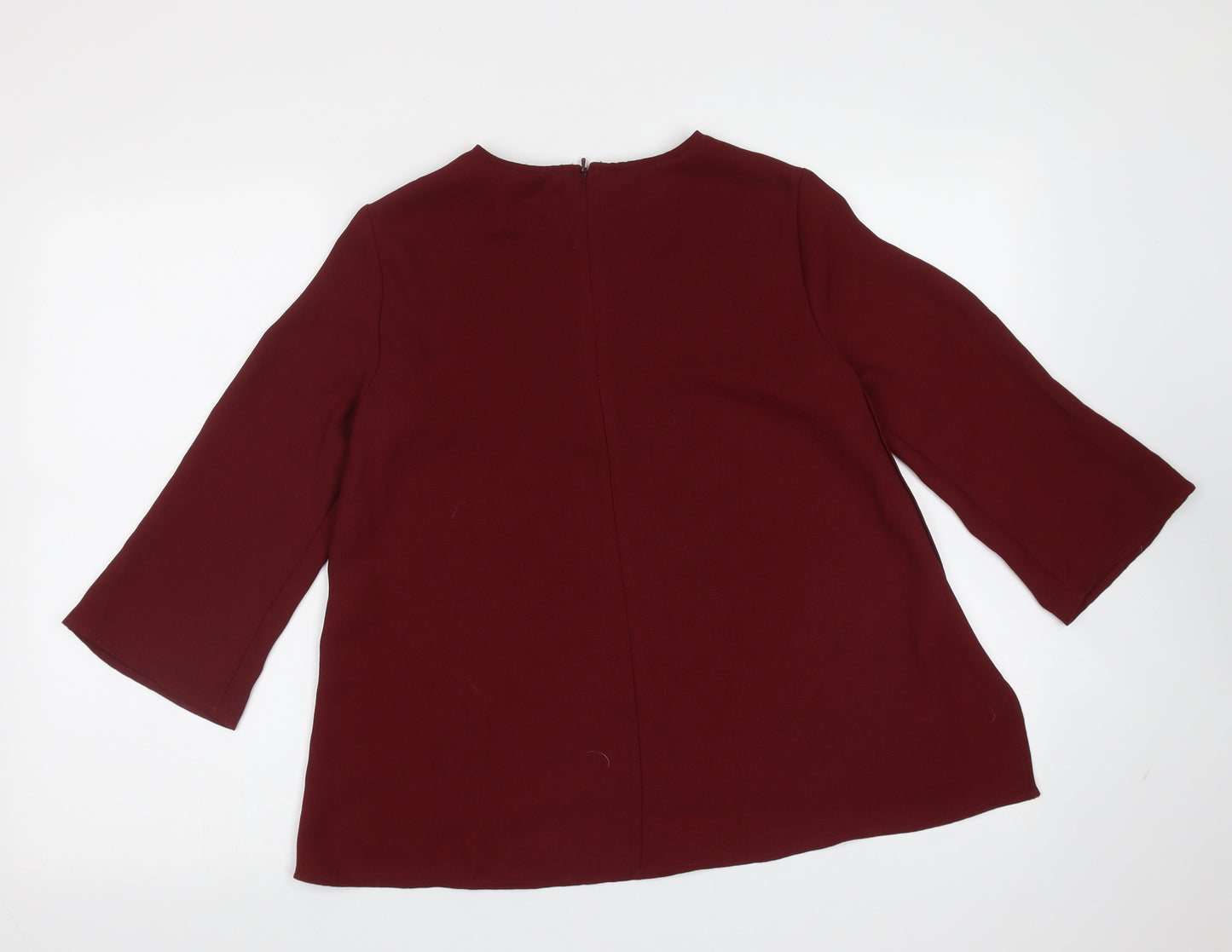 Topshop Womens Red  Polyester Basic Blouse Size 6 Round Neck