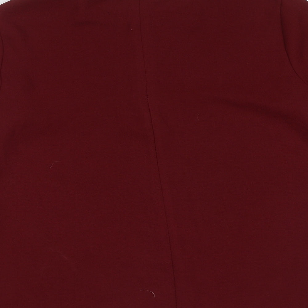 Topshop Womens Red  Polyester Basic Blouse Size 6 Round Neck