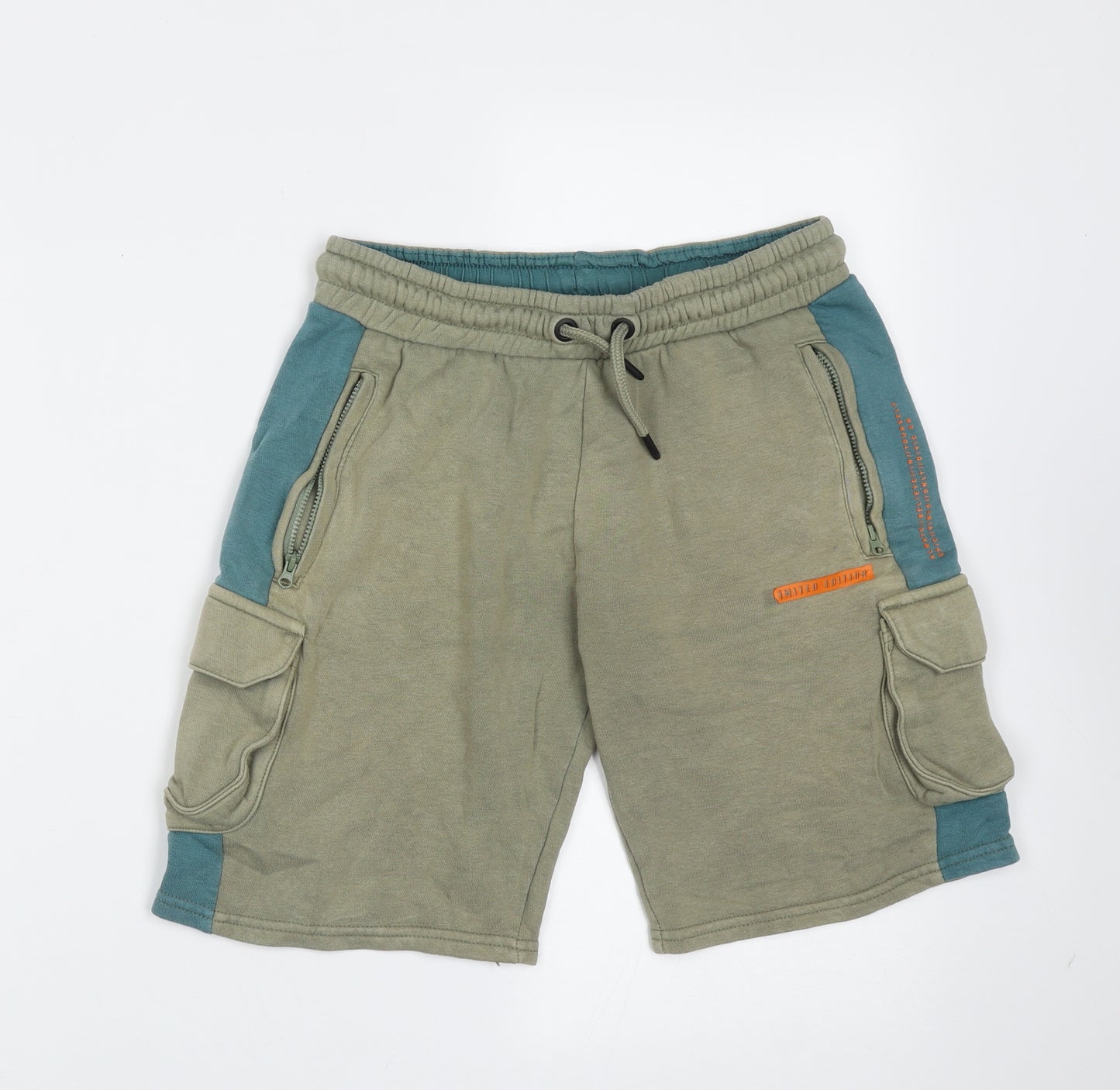 George Boys Green  Cotton Sweat Shorts Size 11-12 Years  Regular Drawstring