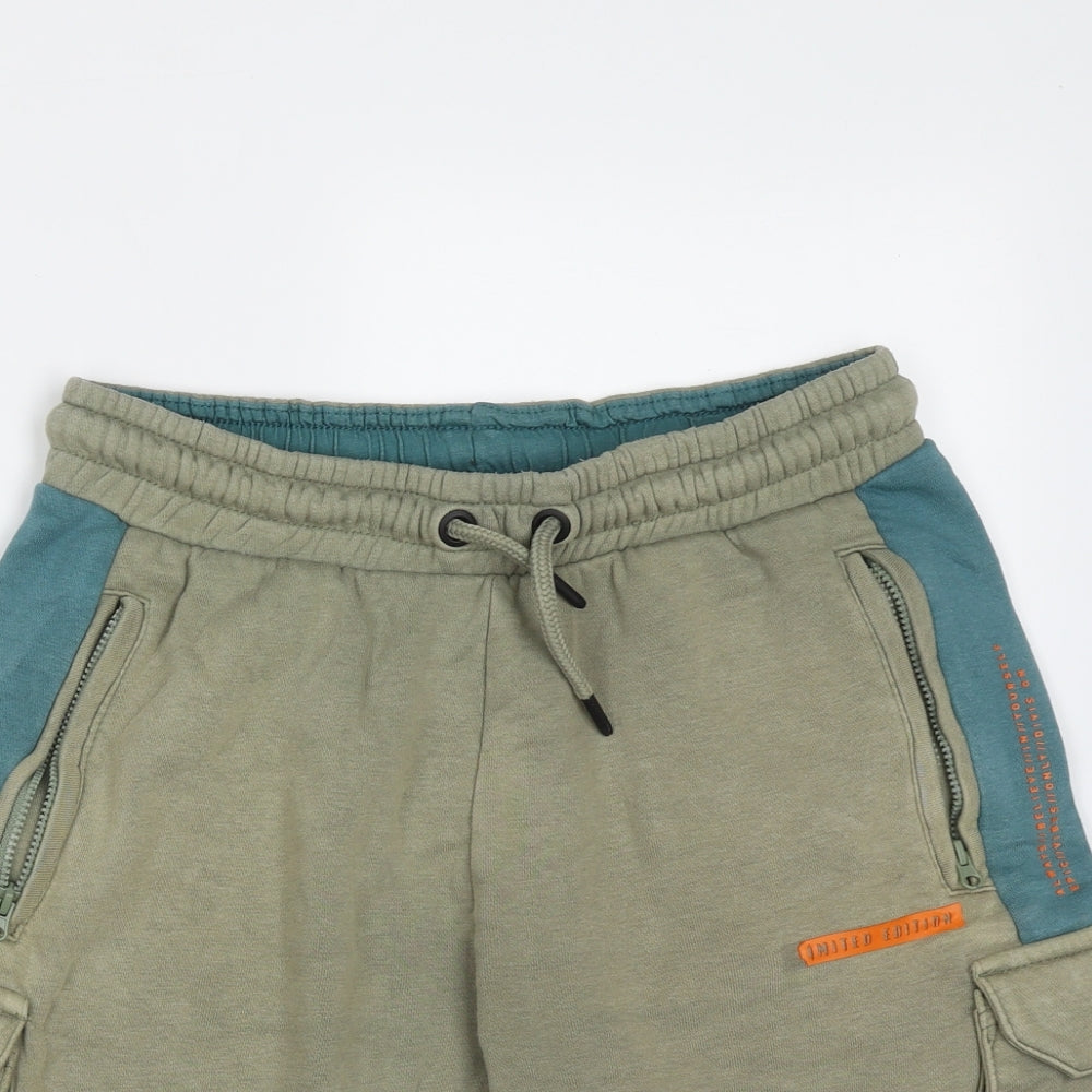 George Boys Green  Cotton Sweat Shorts Size 11-12 Years  Regular Drawstring