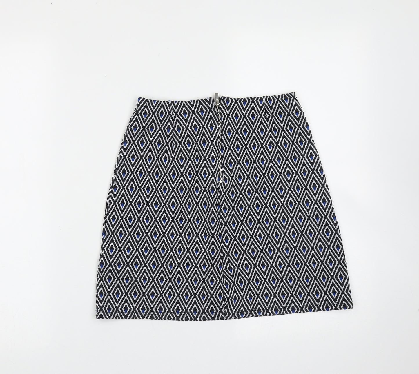 New Look Womens Blue Geometric Polyester Mini Skirt Size 6