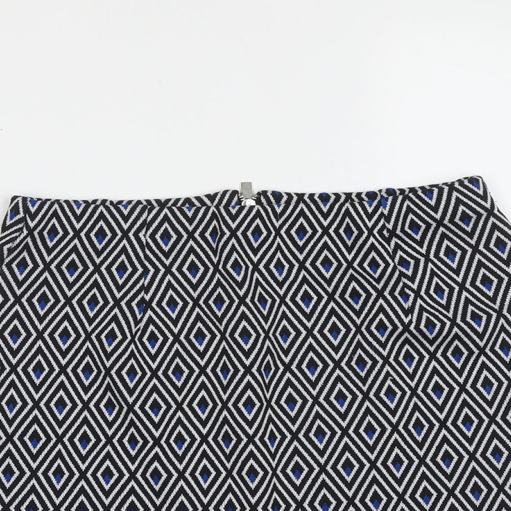 New Look Womens Blue Geometric Polyester Mini Skirt Size 6
