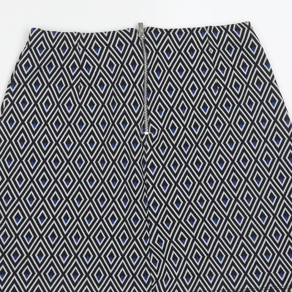New Look Womens Blue Geometric Polyester Mini Skirt Size 6