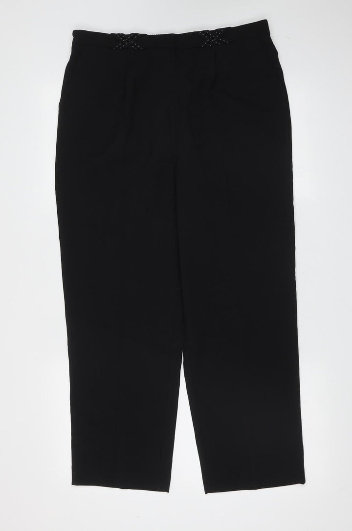 BM Womens Black Polyester Trousers Size 14 L27 in Regular