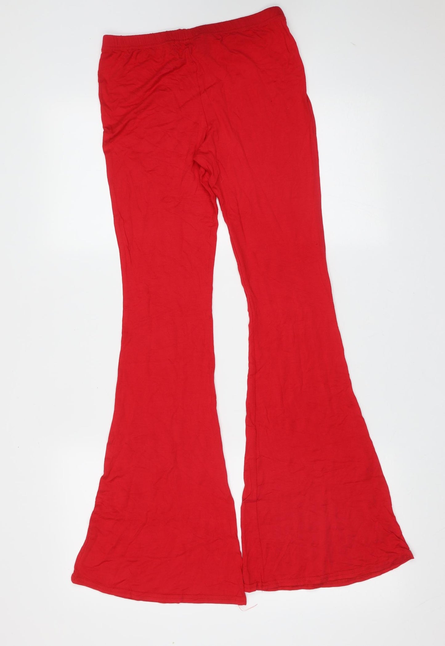 PRETTYLITTLETHING Womens Red  Viscose Trousers  Size 10 L34 in Regular