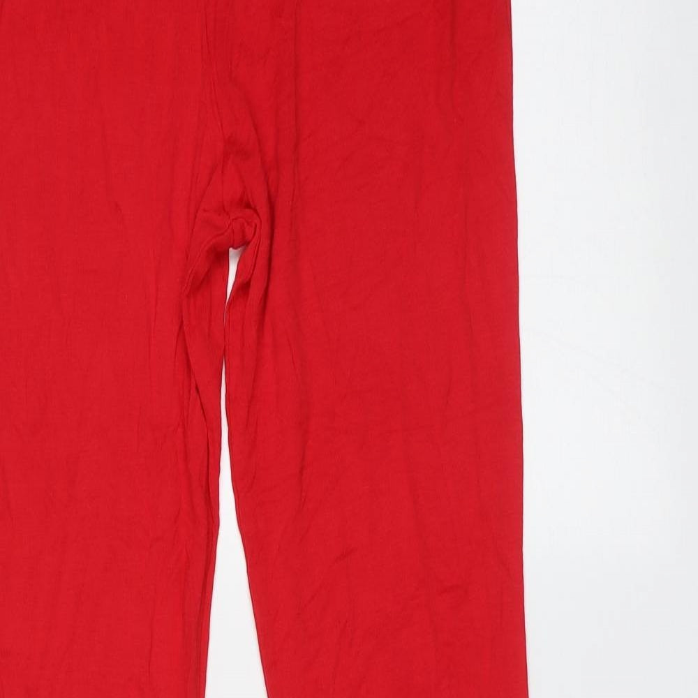PRETTYLITTLETHING Womens Red  Viscose Trousers  Size 10 L34 in Regular