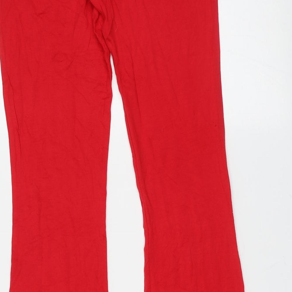 PRETTYLITTLETHING Womens Red  Viscose Trousers  Size 10 L34 in Regular