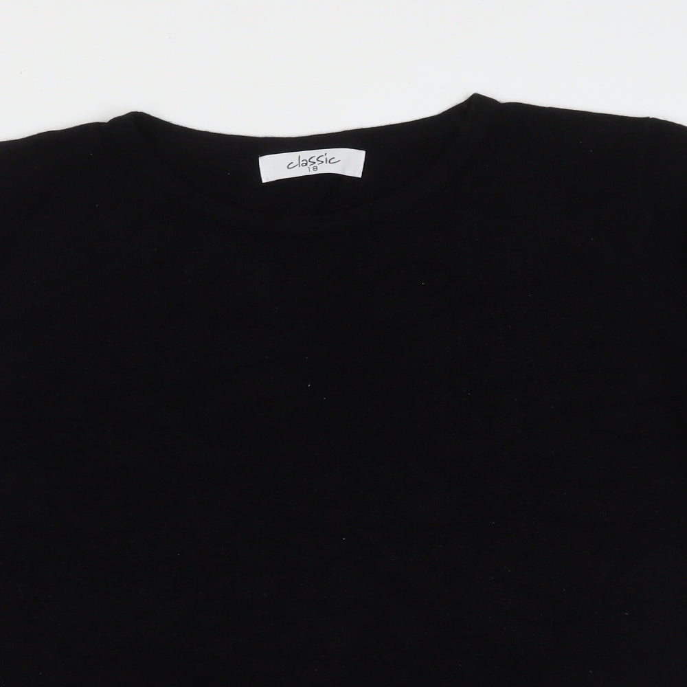 Classic Womens Black Round Neck  Acrylic Pullover Jumper Size 18