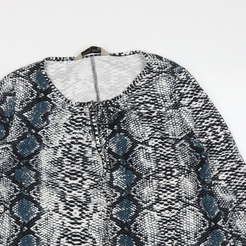 Poetic Soul Womens Multicoloured Animal Print Polyester Basic Blouse Size S Round Neck - Snake print