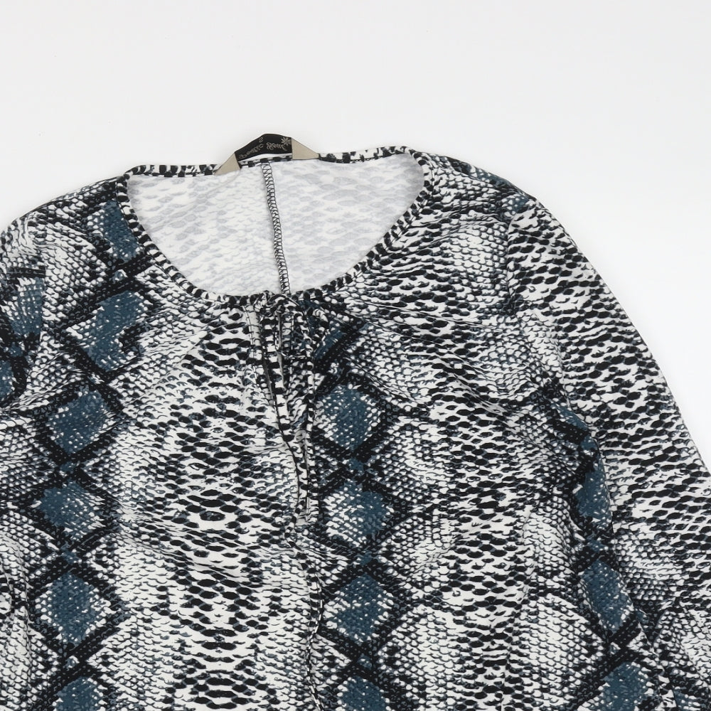 Poetic Soul Womens Multicoloured Animal Print Polyester Basic Blouse Size S Round Neck - Snake print