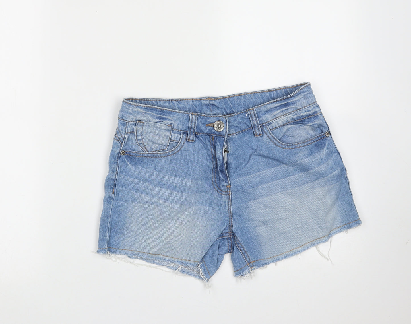 NEXT Girls Blue  Cotton Hot Pants Shorts Size 13 Years  Regular Zip - distressed