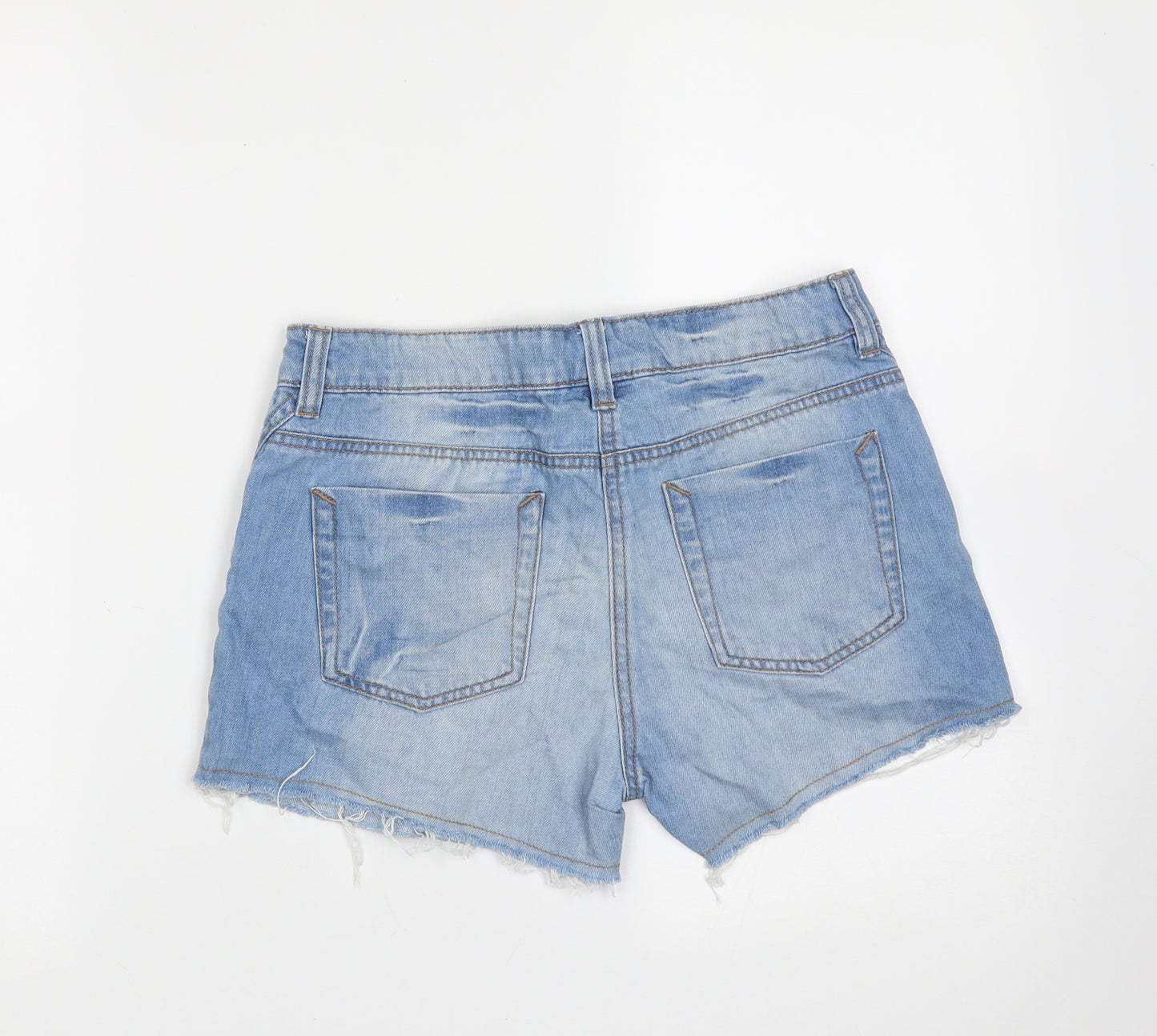NEXT Girls Blue  Cotton Hot Pants Shorts Size 13 Years  Regular Zip - distressed
