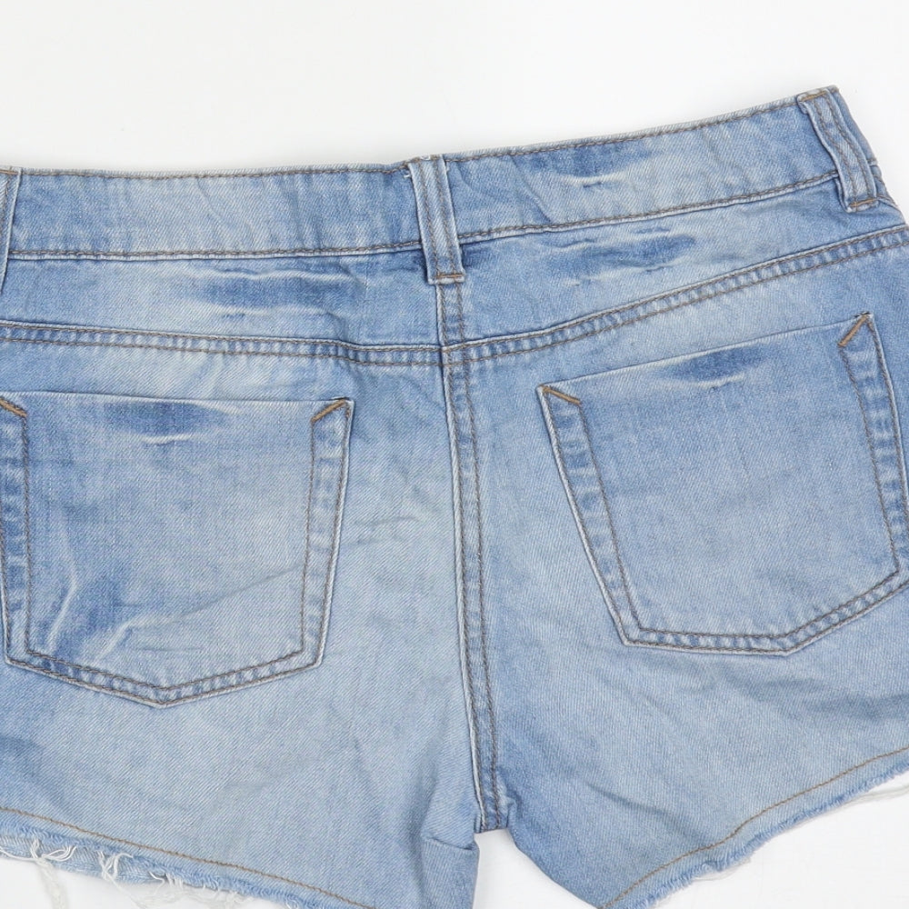 NEXT Girls Blue  Cotton Hot Pants Shorts Size 13 Years  Regular Zip - distressed