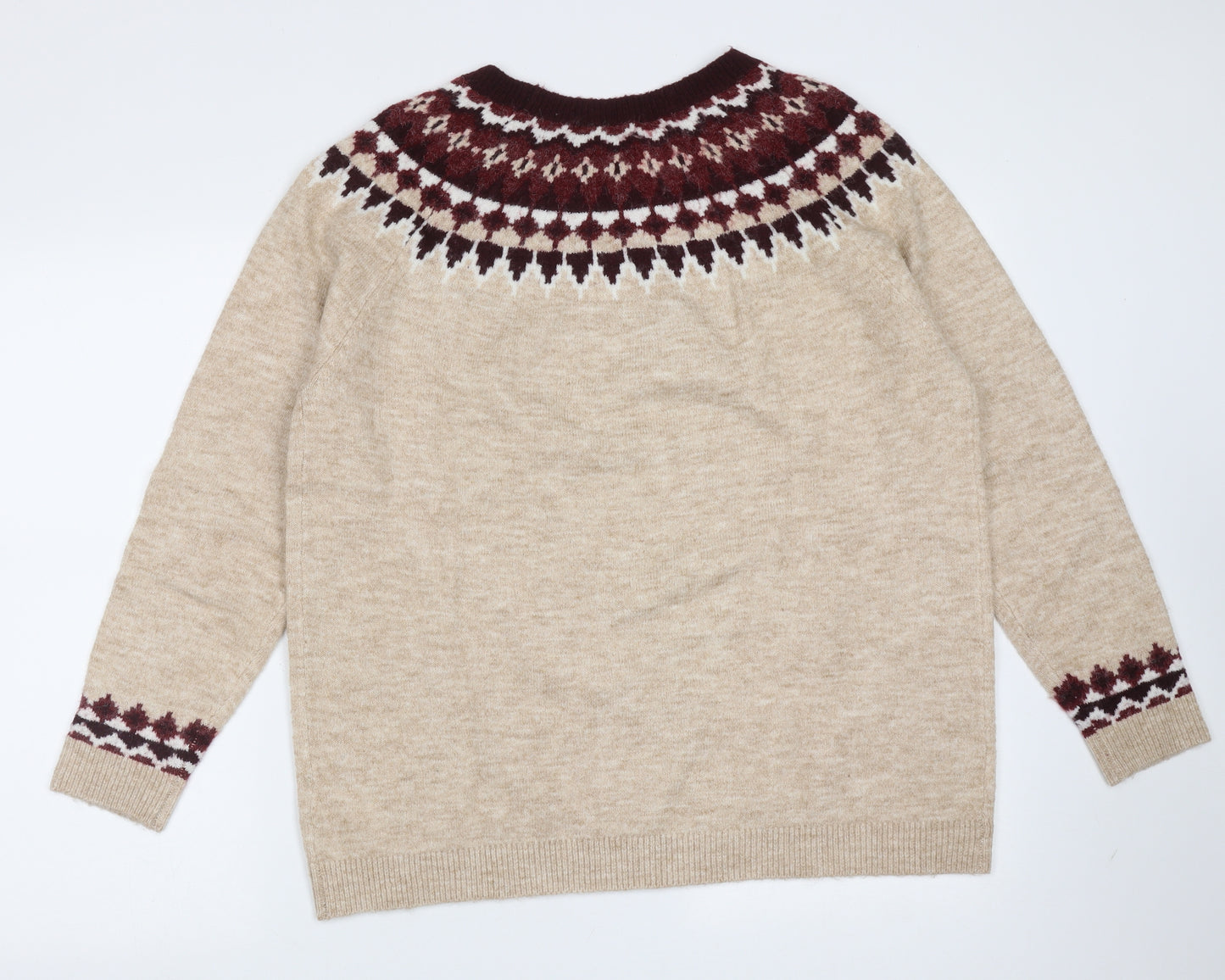Dorothy Perkins Womens Beige Round Neck Animal Print Acrylic Pullover Jumper Size 16   - beaded