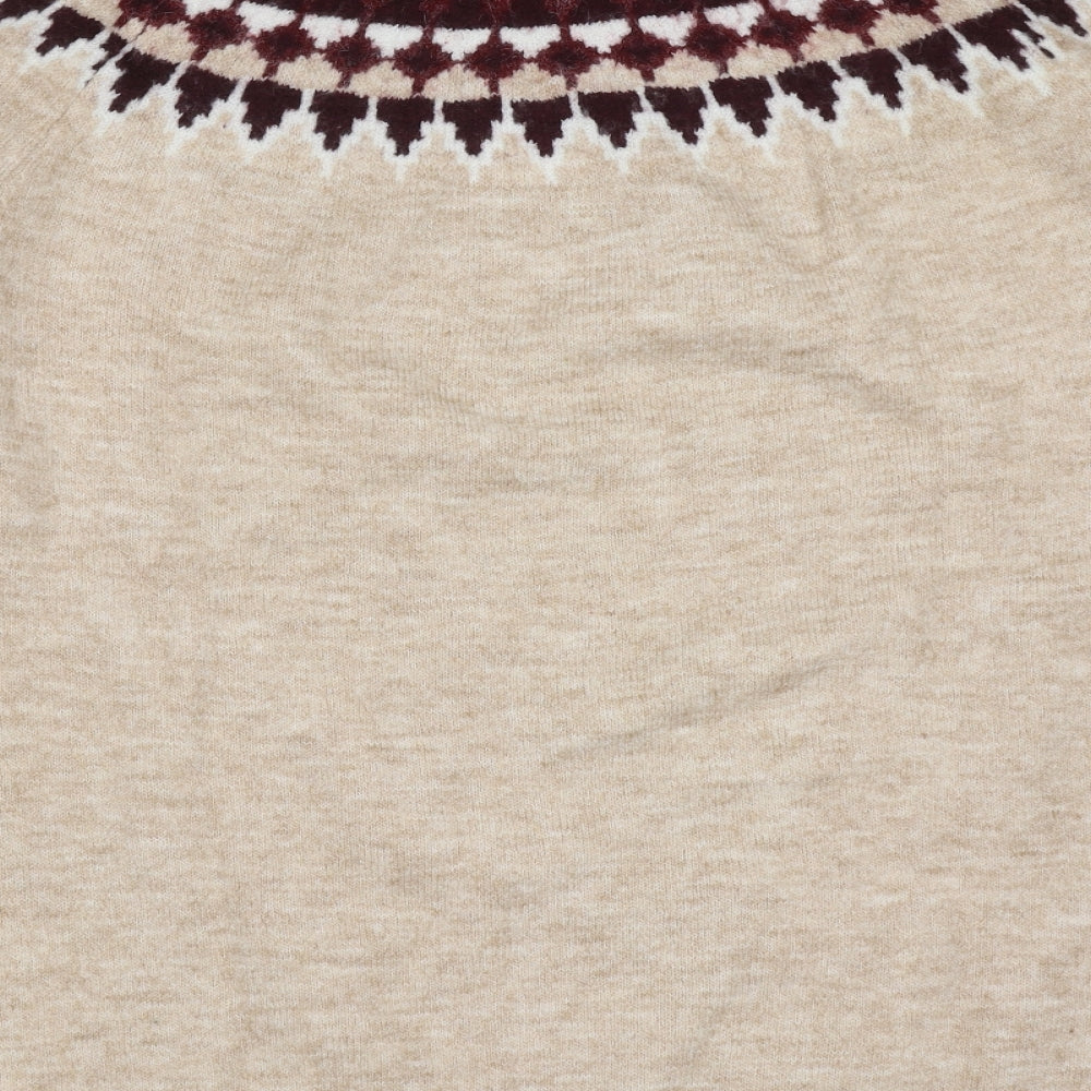 Dorothy Perkins Womens Beige Round Neck Animal Print Acrylic Pullover Jumper Size 16   - beaded