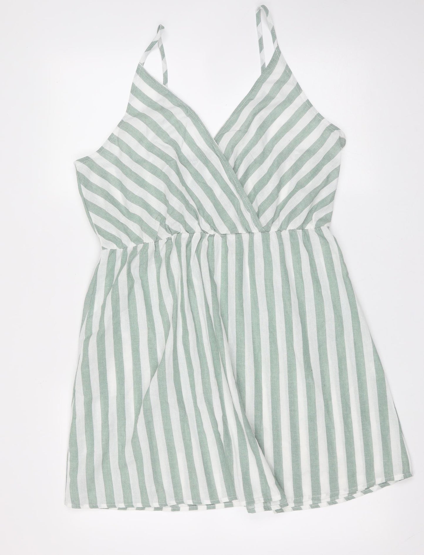 SheIn Womens Green Striped Cotton Mini  Size XL  V-Neck