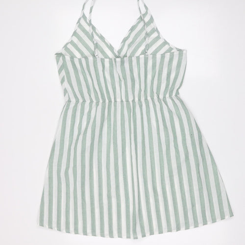 SheIn Womens Green Striped Cotton Mini  Size XL  V-Neck