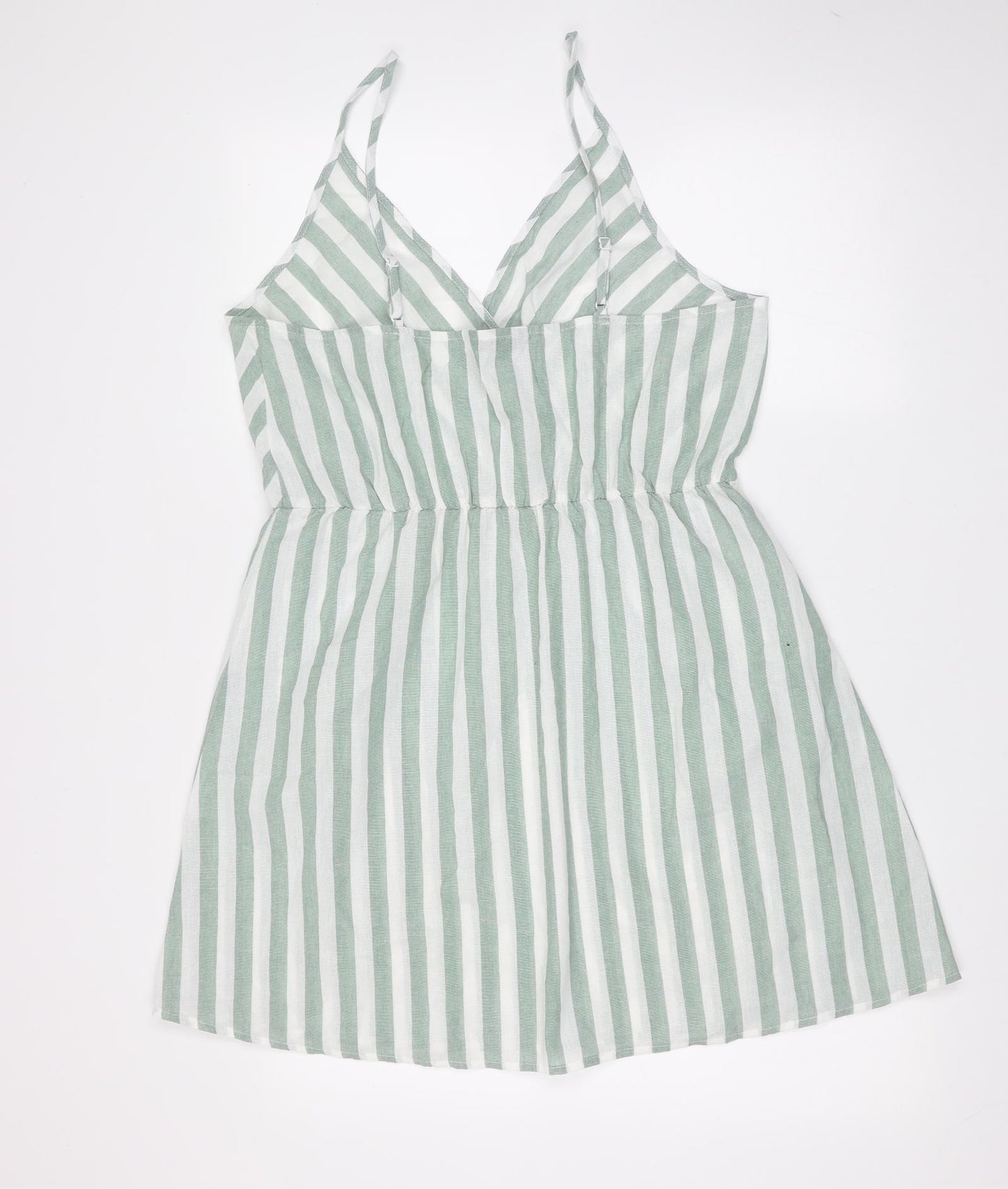 SheIn Womens Green Striped Cotton Mini  Size XL  V-Neck