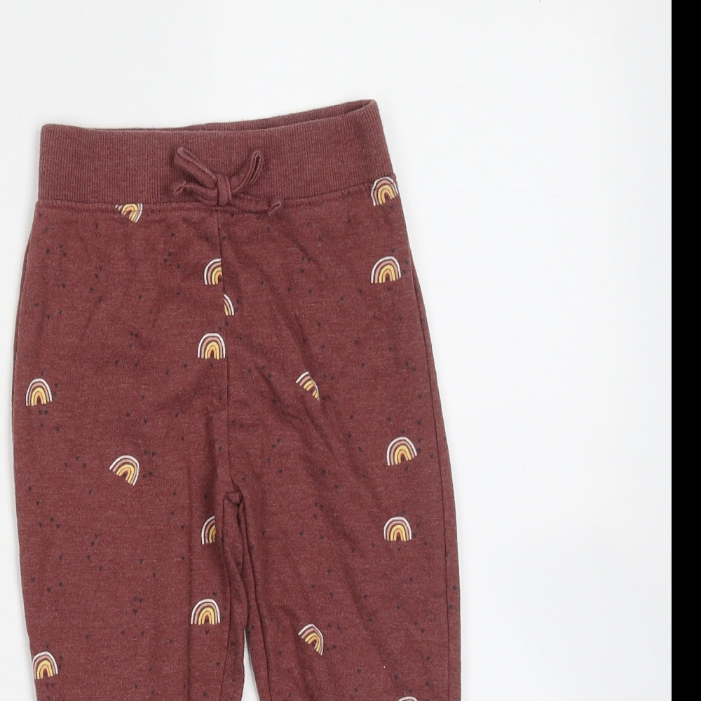 M&Co Baby Purple  Cotton Jogger Trousers Size 18-24 Months   - rainbow
