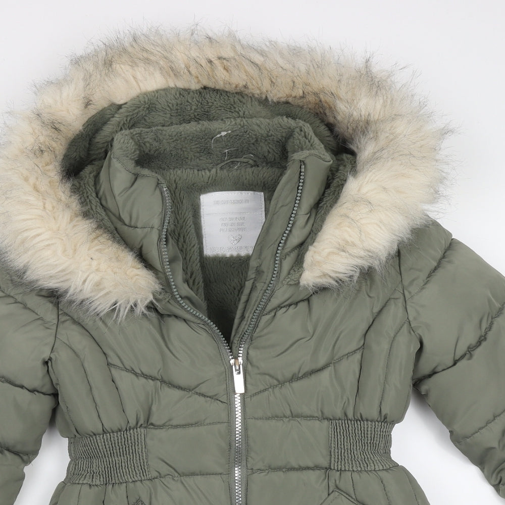 Matalan Girls Green   Parka Jacket Size 9 Years  Zip