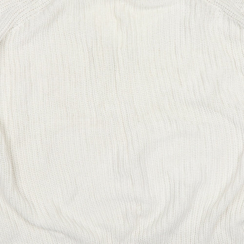 TU Womens Ivory V-Neck  Cotton Pullover Jumper Size 12