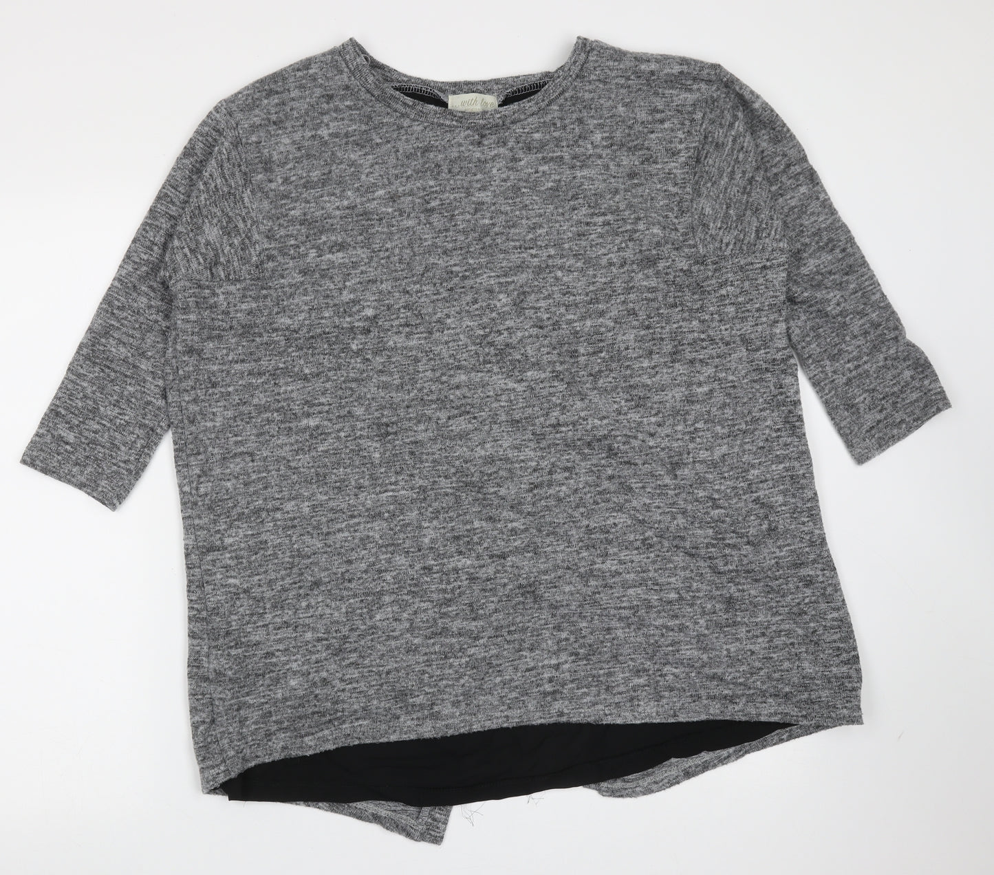 With Love Womens Grey Round Neck  Polyester Pullover Jumper Size 14