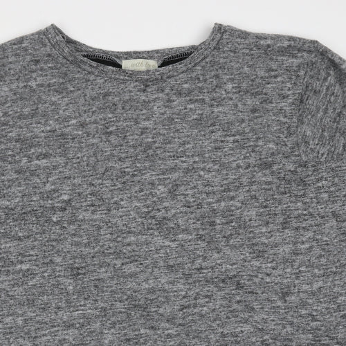 With Love Womens Grey Round Neck  Polyester Pullover Jumper Size 14