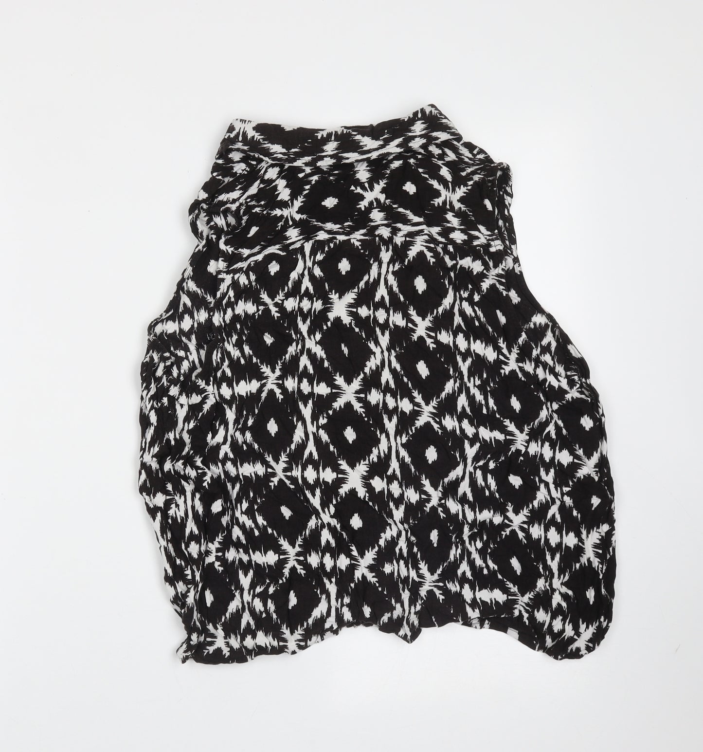 George Womens Black Geometric Viscose Basic Blouse Size 18 Collared