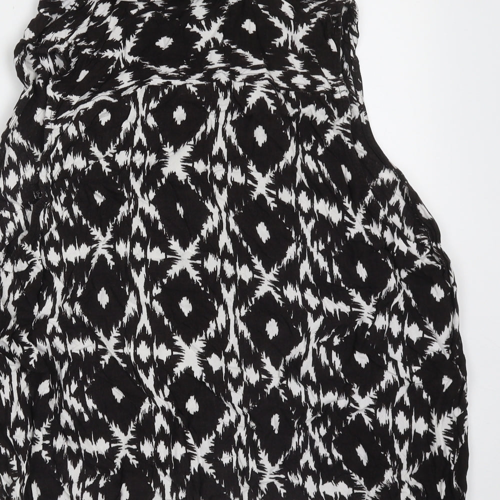 George Womens Black Geometric Viscose Basic Blouse Size 18 Collared