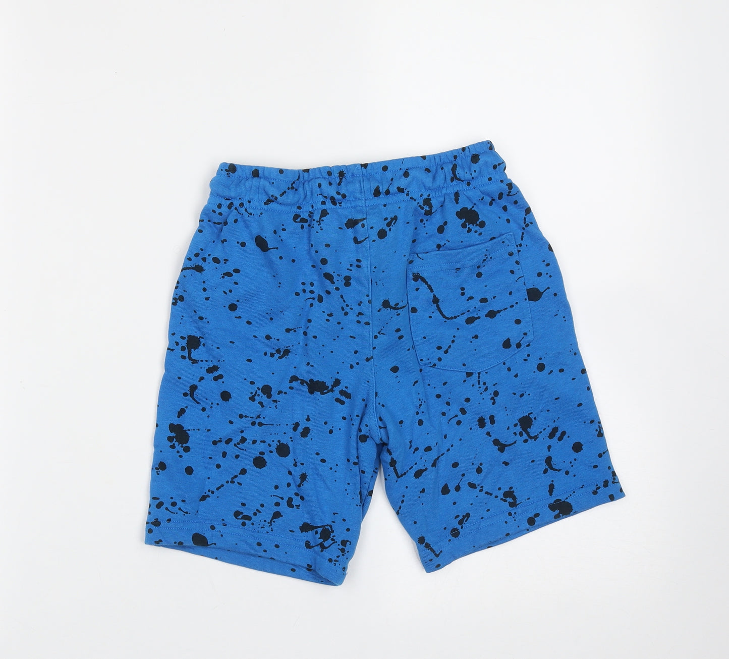 George Boys Blue  Cotton Sweat Shorts Size 8-9 Years  Regular Drawstring - splatter print