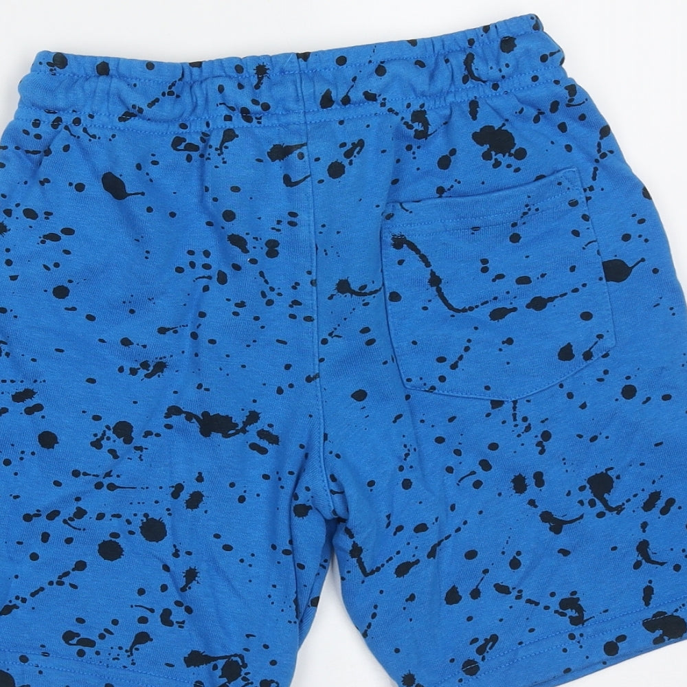 George Boys Blue  Cotton Sweat Shorts Size 8-9 Years  Regular Drawstring - splatter print