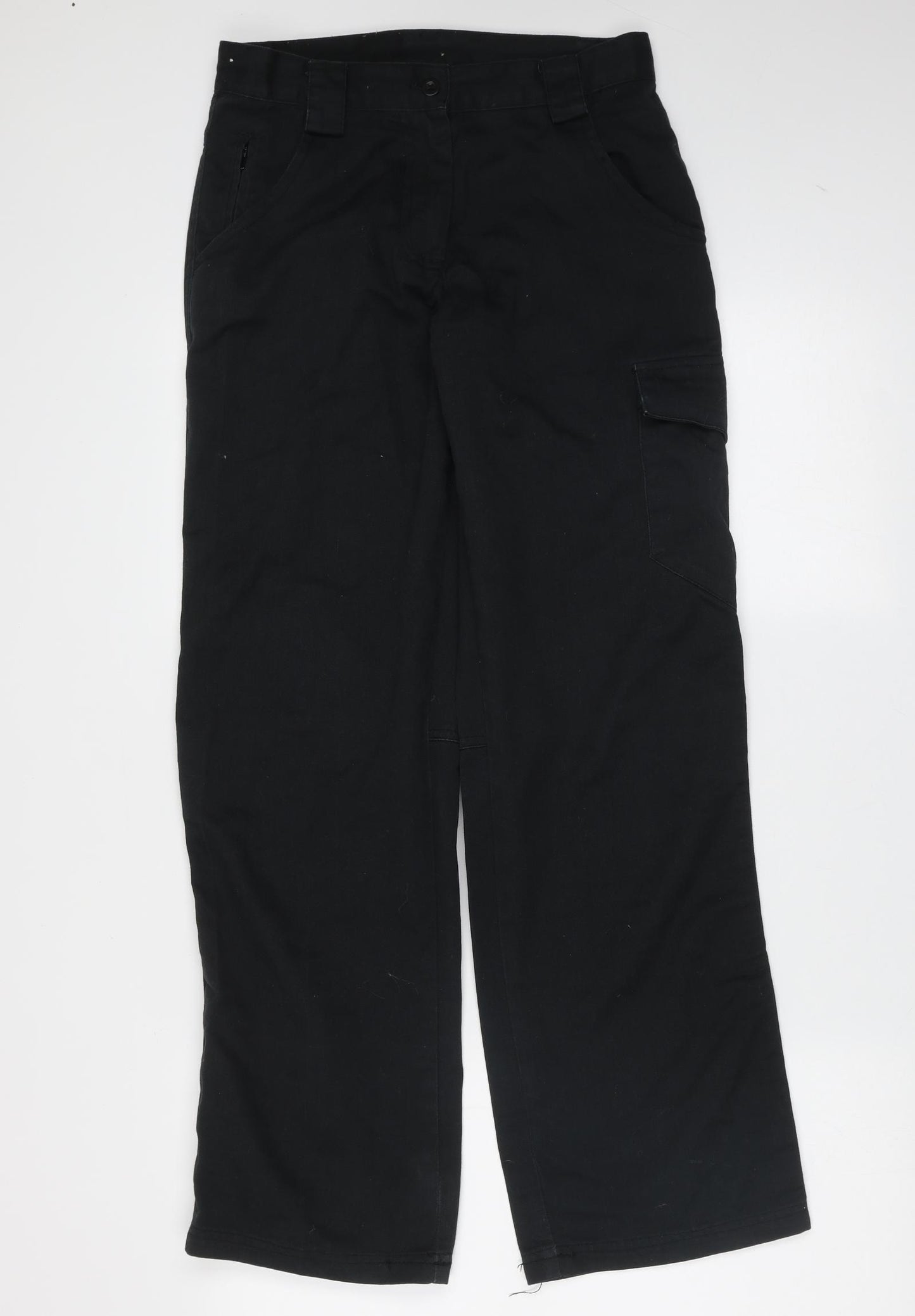 Dickies Womens Black  Polyester Cargo Trousers Size 8 L30 in Regular Zip