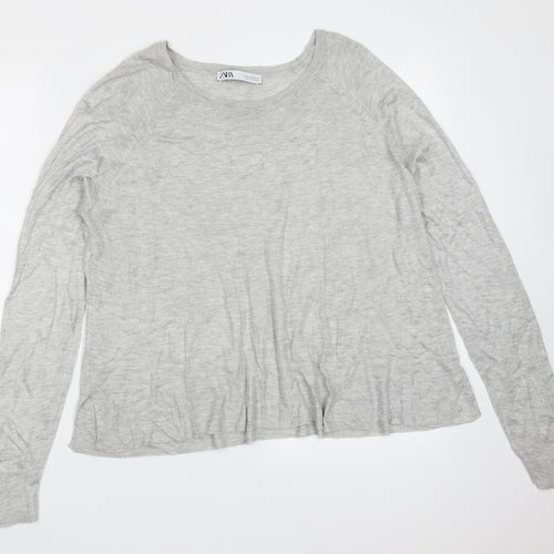 Zara Womens Grey Round Neck  Polyester Pullover Jumper Size M