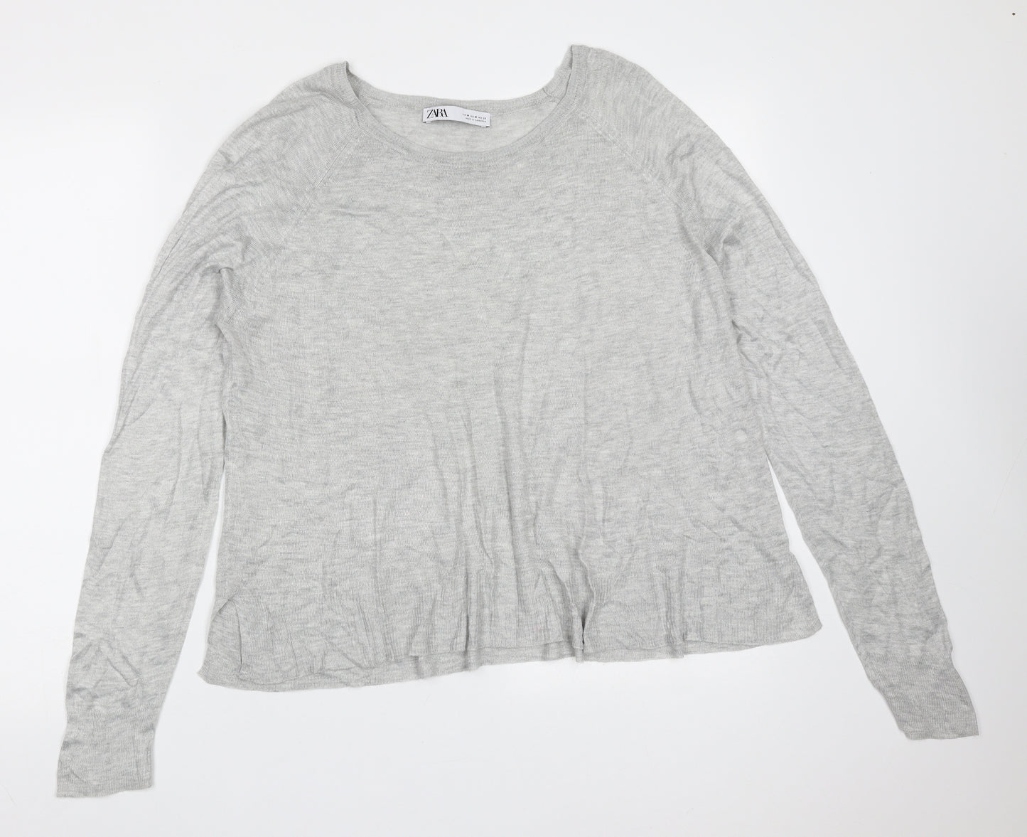 Zara Womens Grey Round Neck  Polyester Pullover Jumper Size M