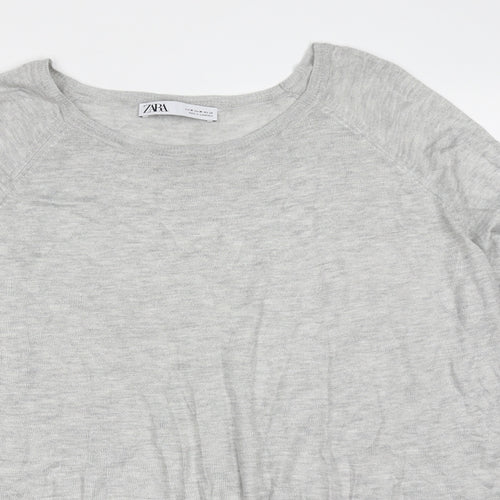 Zara Womens Grey Round Neck  Polyester Pullover Jumper Size M
