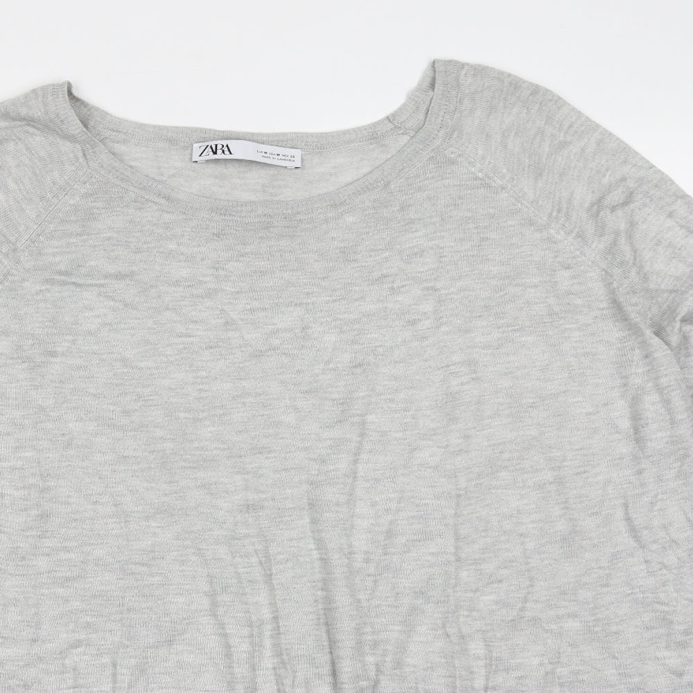 Zara Womens Grey Round Neck  Polyester Pullover Jumper Size M