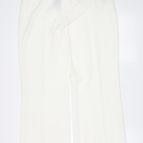 Debenhams Womens Ivory  Polyester Trousers  Size 14 L30 in Regular Zip