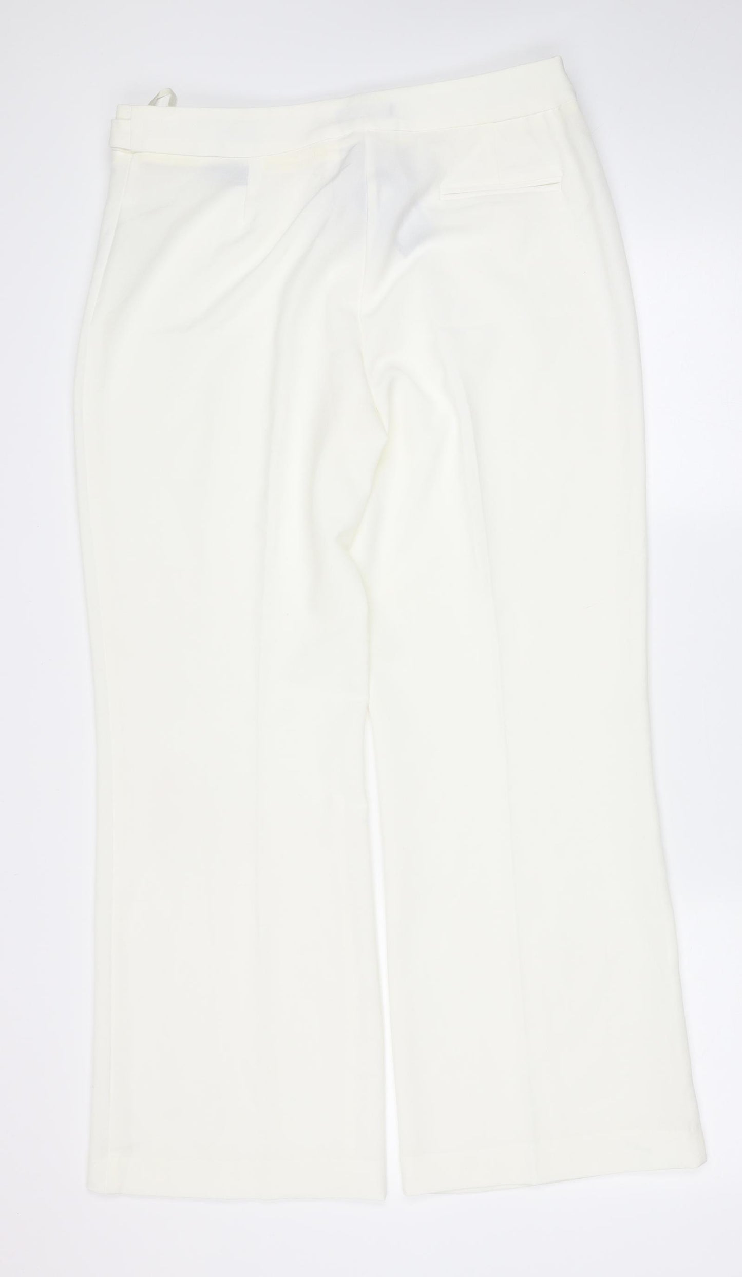 Debenhams Womens Ivory  Polyester Trousers  Size 14 L30 in Regular Zip