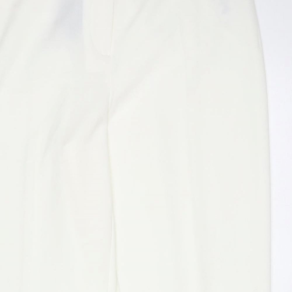 Debenhams Womens Ivory  Polyester Trousers  Size 14 L30 in Regular Zip