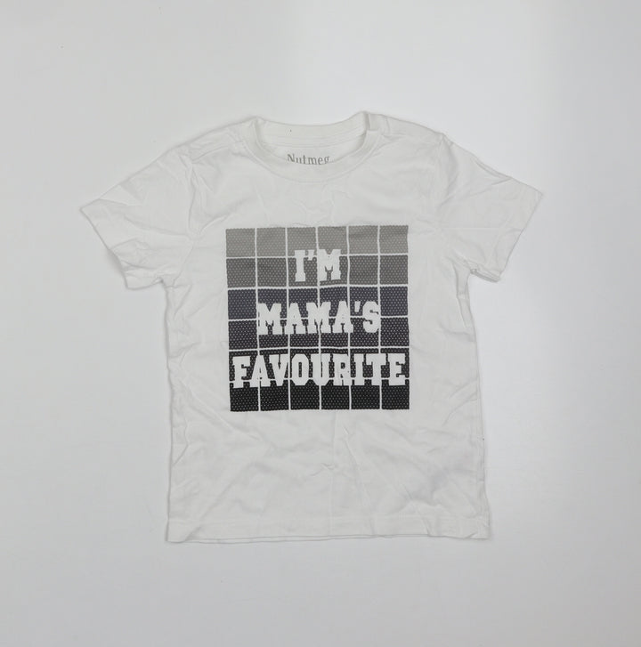 Nutmeg Boys White Cotton Basic T-Shirt Size 3-4 Years Round Neck - I'm Mama's Favourite