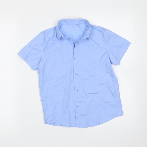 George Boys Blue  Polyester Basic Button-Up Size 8-9 Years Collared Button