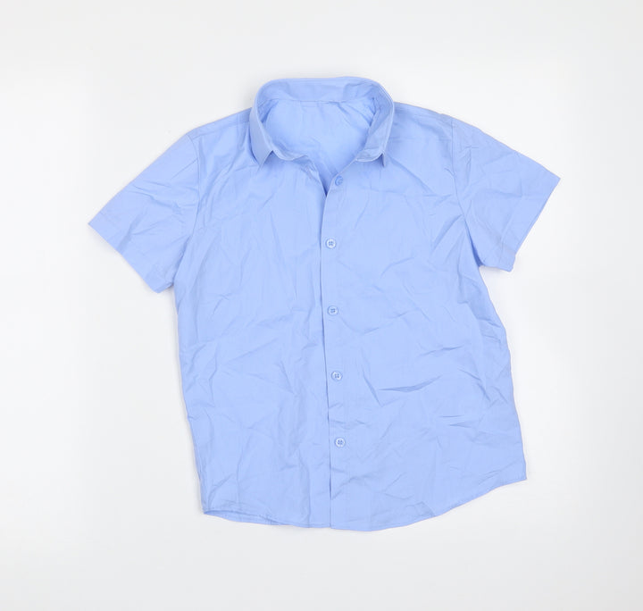 George Boys Blue  Polyester Basic Button-Up Size 8-9 Years Collared Button